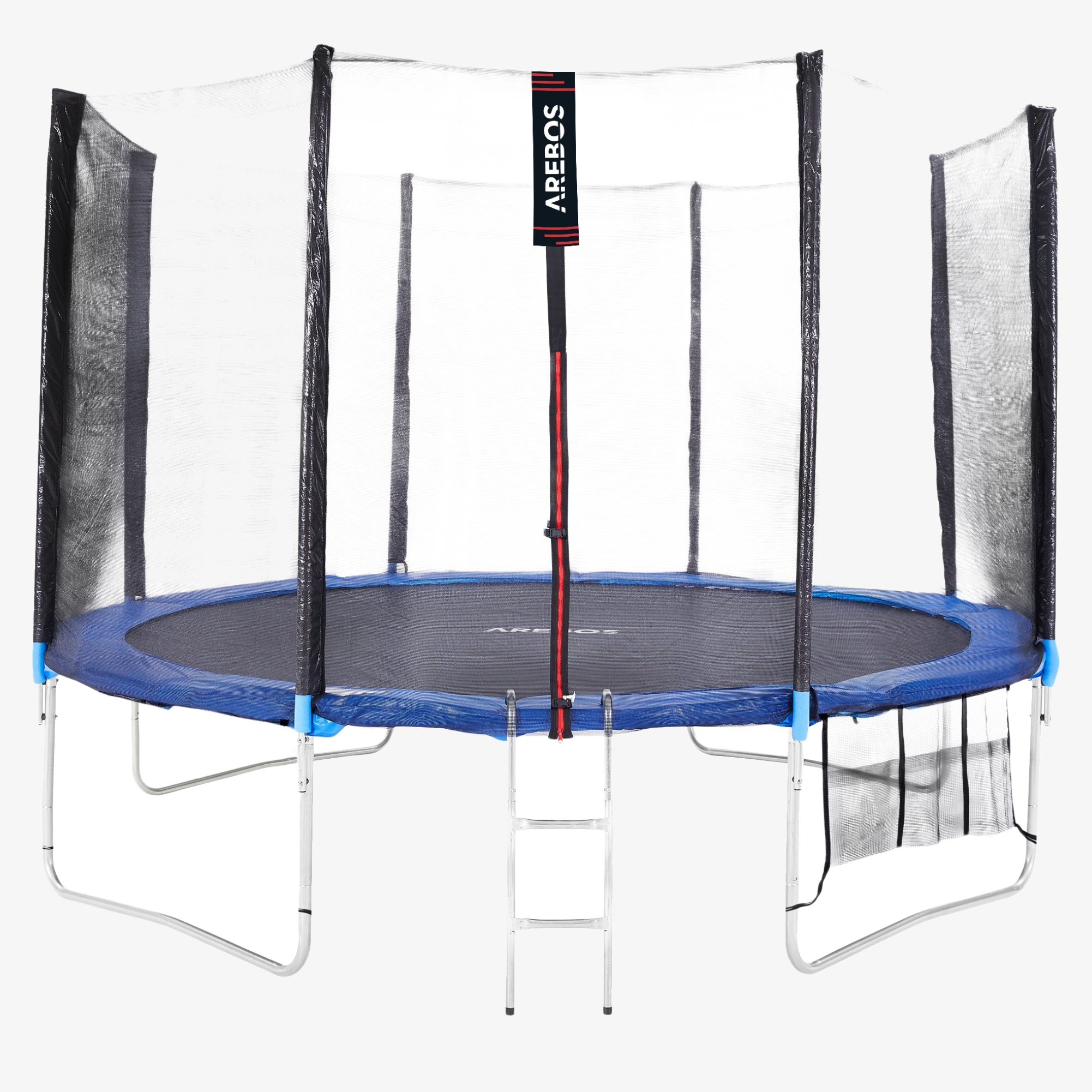 Arebos Trampolin Ø366cm/12Fuß - Rundes Gartentrampolin mit Sicherheitsnetz & Leiter