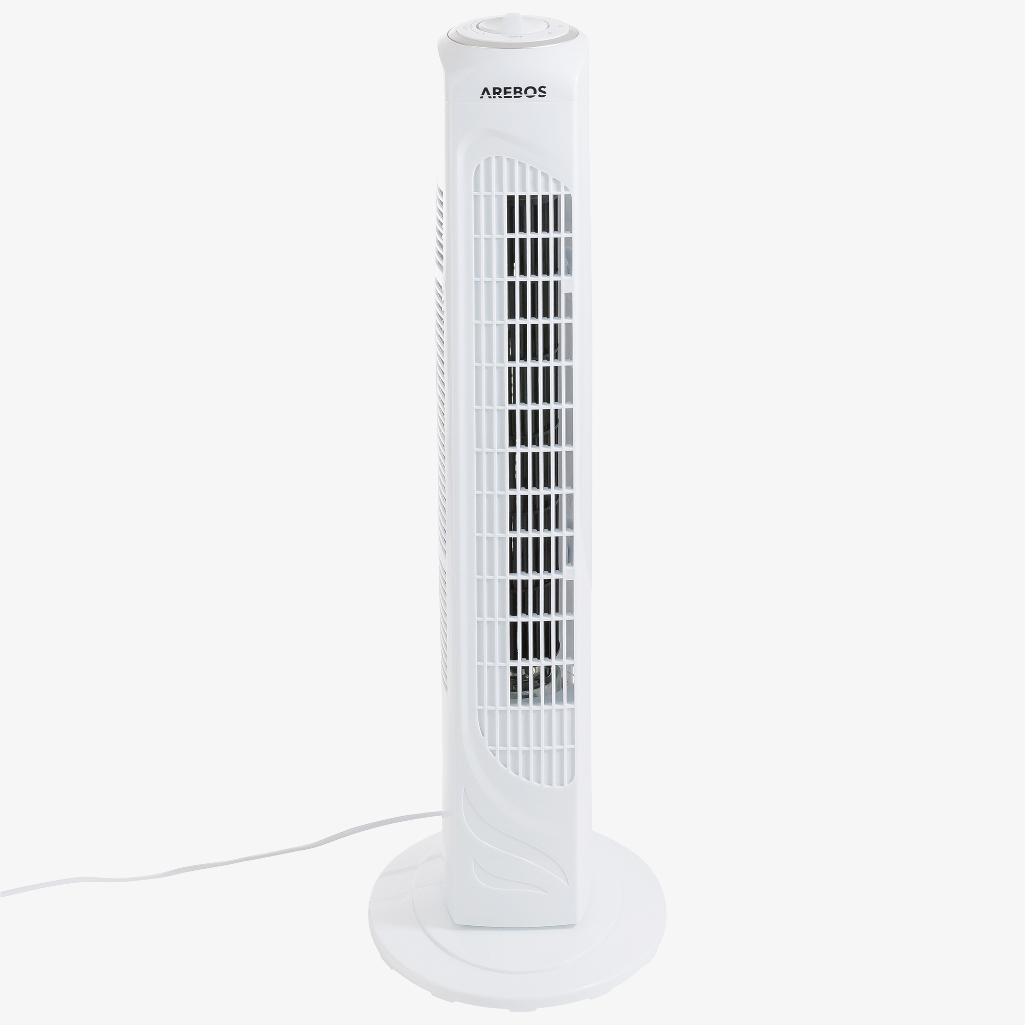 Arebos Turmventilator Bodenventilator 50W,3 Stufen,Oszillationswinkel 60° - Weiß