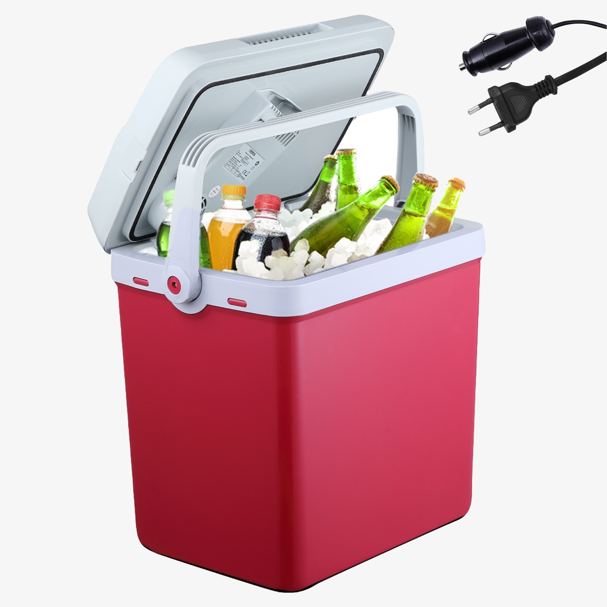 Arebos Box freddo termoelettrico 25 L - auto e presa di corrente, fresco e caldo, frigorifero mobile
