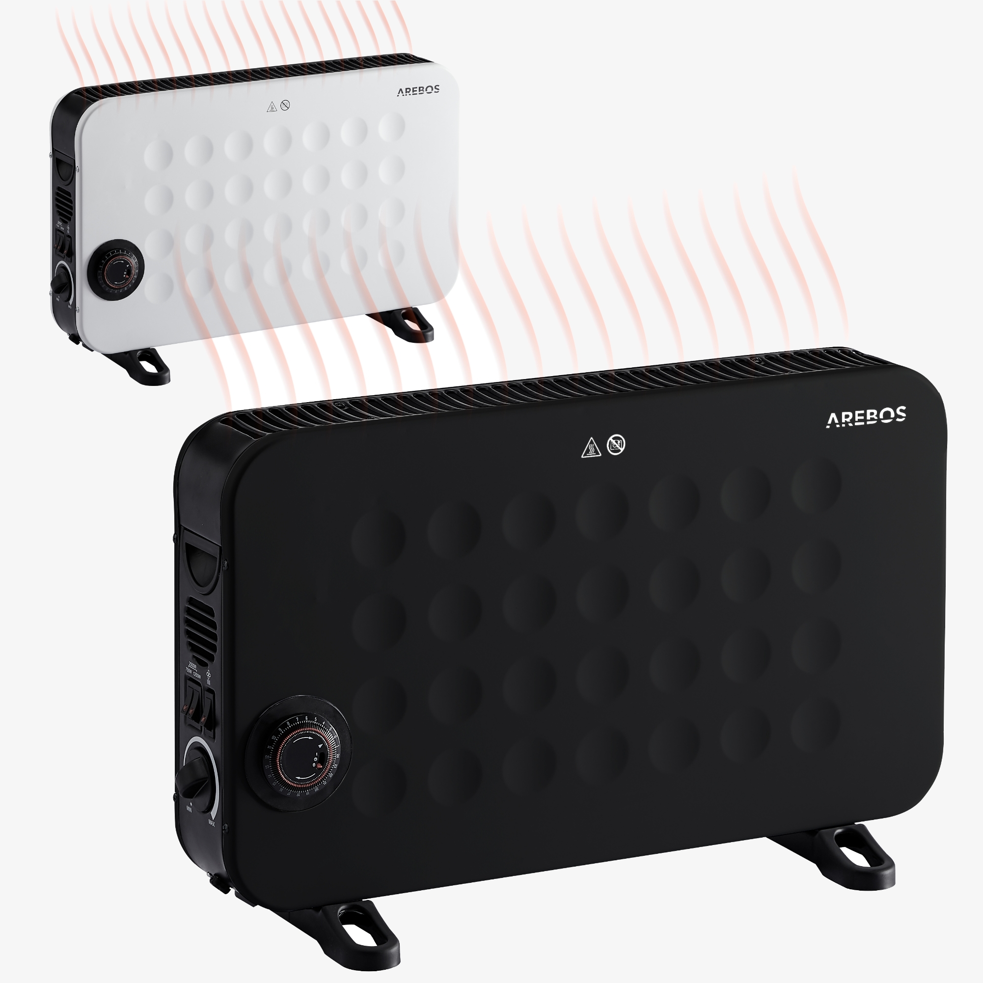 Arebos Elektrischer Konvektor Heizer 2000W,Turbogebläse,Thermostat,Frostwächter - schwarz