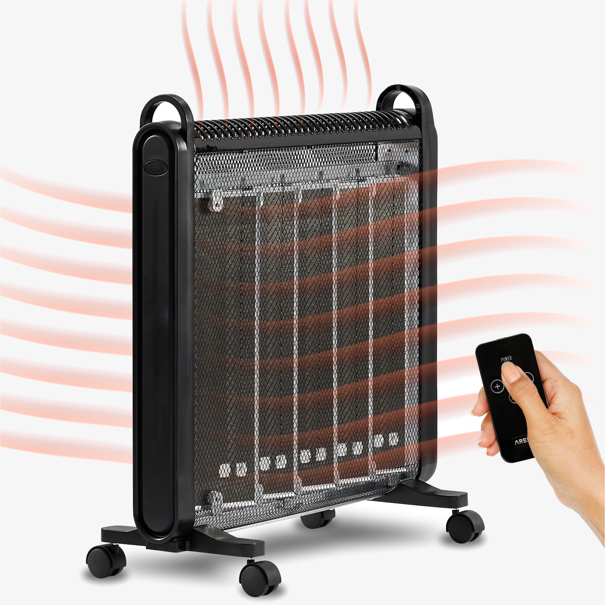 Arebos Mica Convecteur 2000W 2 vitesses de chauffage mobile à économie d'énergie Noir