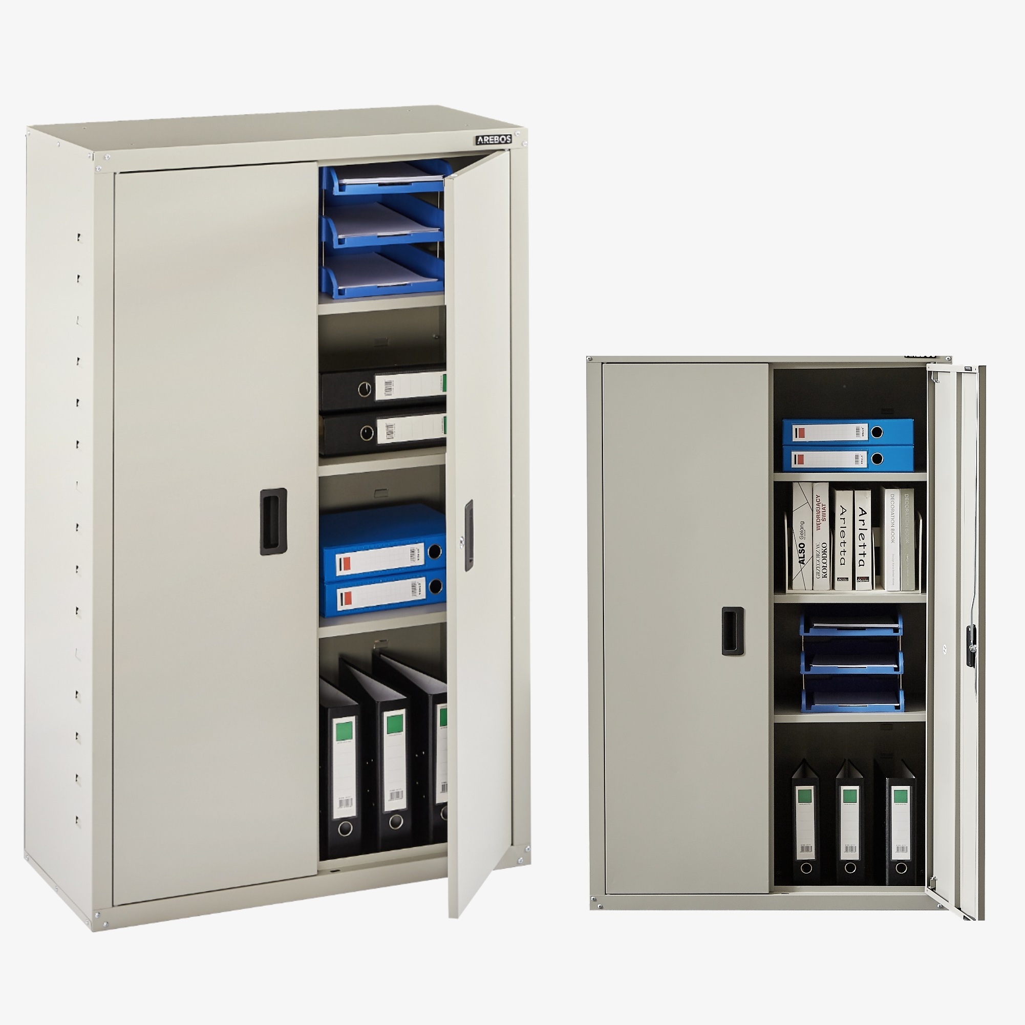 Arebos Aktenschrank Garagenschrank-140x90x40 cm mit Zylinderschloss und höhenverstellbare Einlegeböden