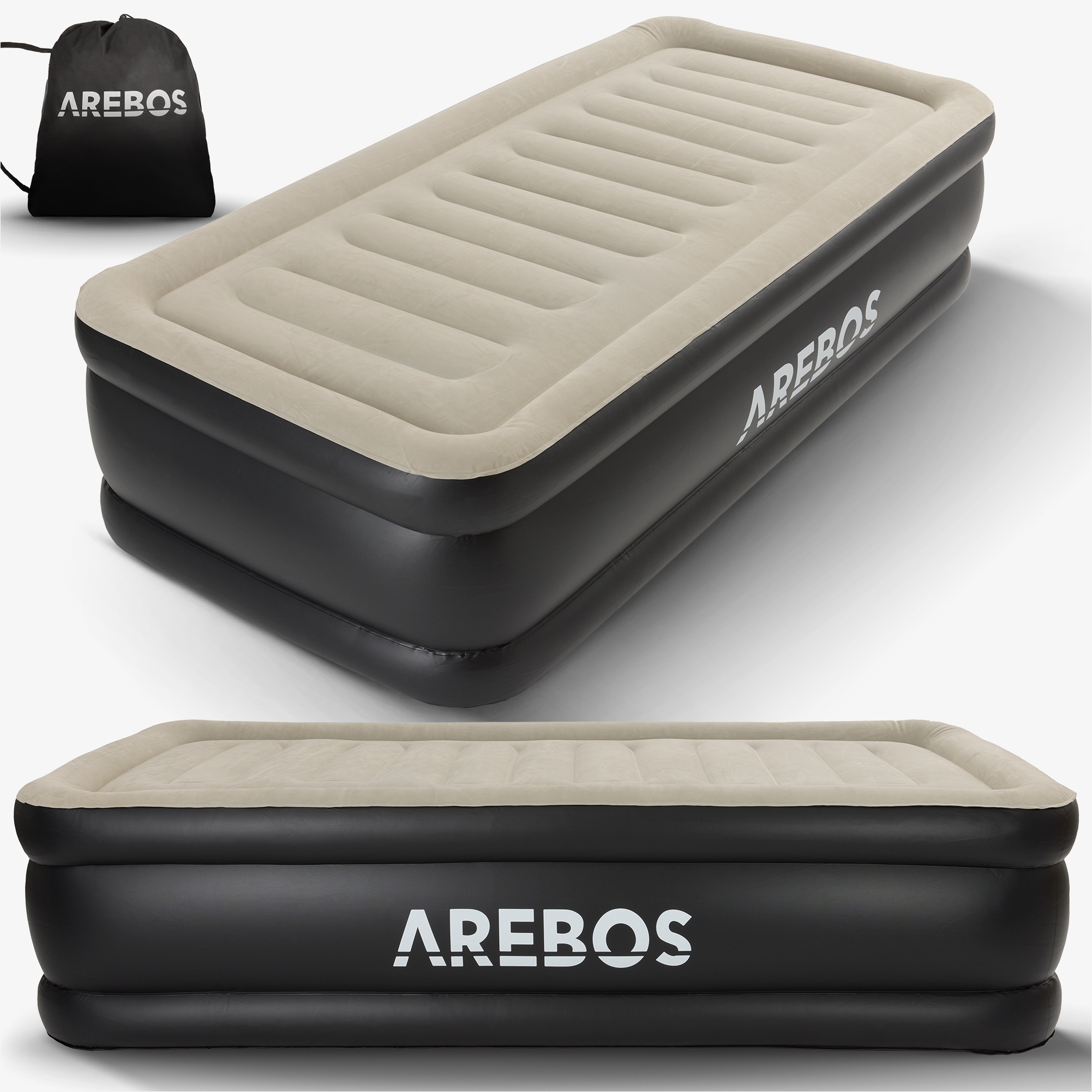 Arebos Aufblasbare Matratze Luftbett Gästebett mit elektrischer Pumpe, inkl. Tasche,für 1 Person - 203 x 95 x 51cm