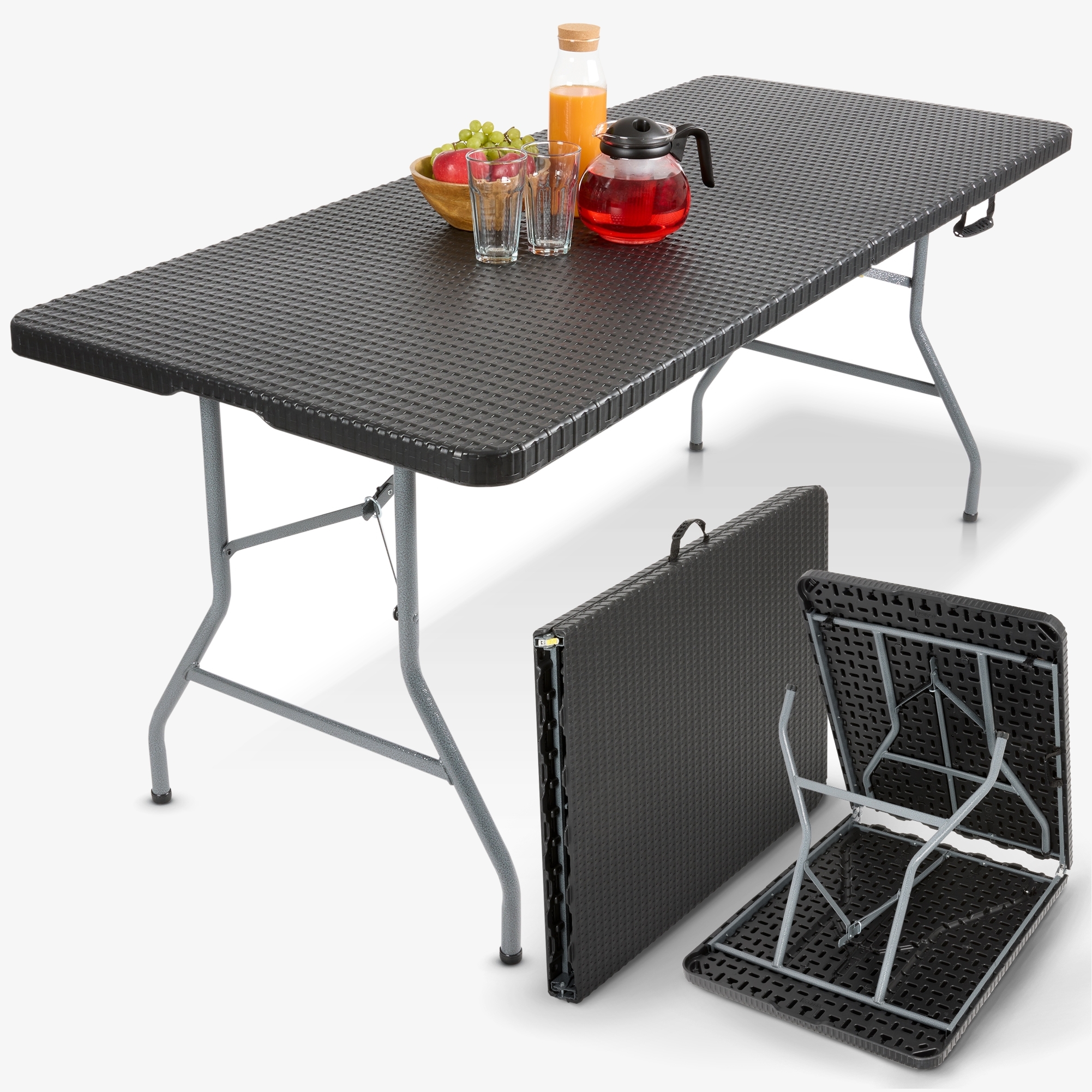 Arebos Klapptisch - 182x74x74cm - Gartentisch für Camping,Garten Party, Campingtisch pflegeleicht,faltbar mit Griff