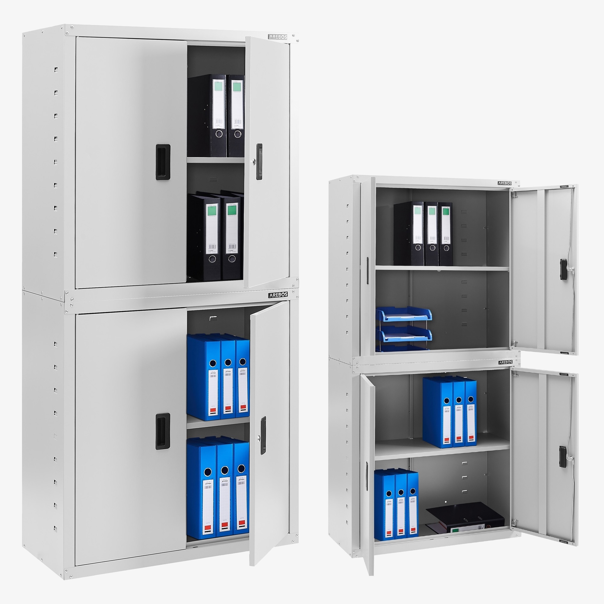Arebos Aktenschrank Büroschrank - 180x40x90cm,4 Türen,2 höhenverstellbare Einlegeböden