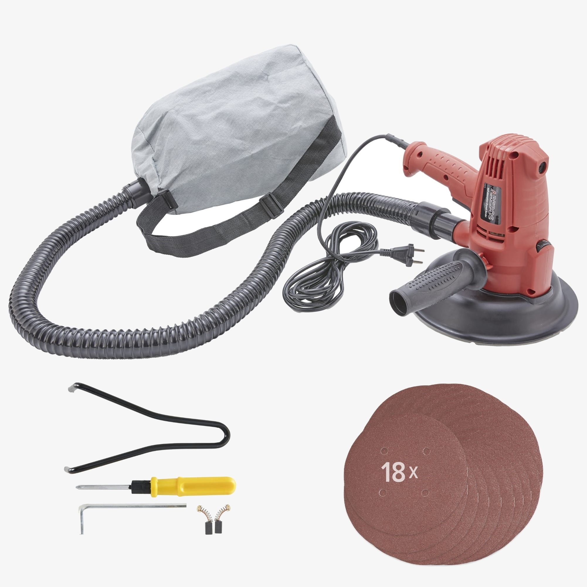 Arebos Levigatrice per cartongesso a soffitto 710W - con aspirazione e 18x dischi abrasivi Ø180mm