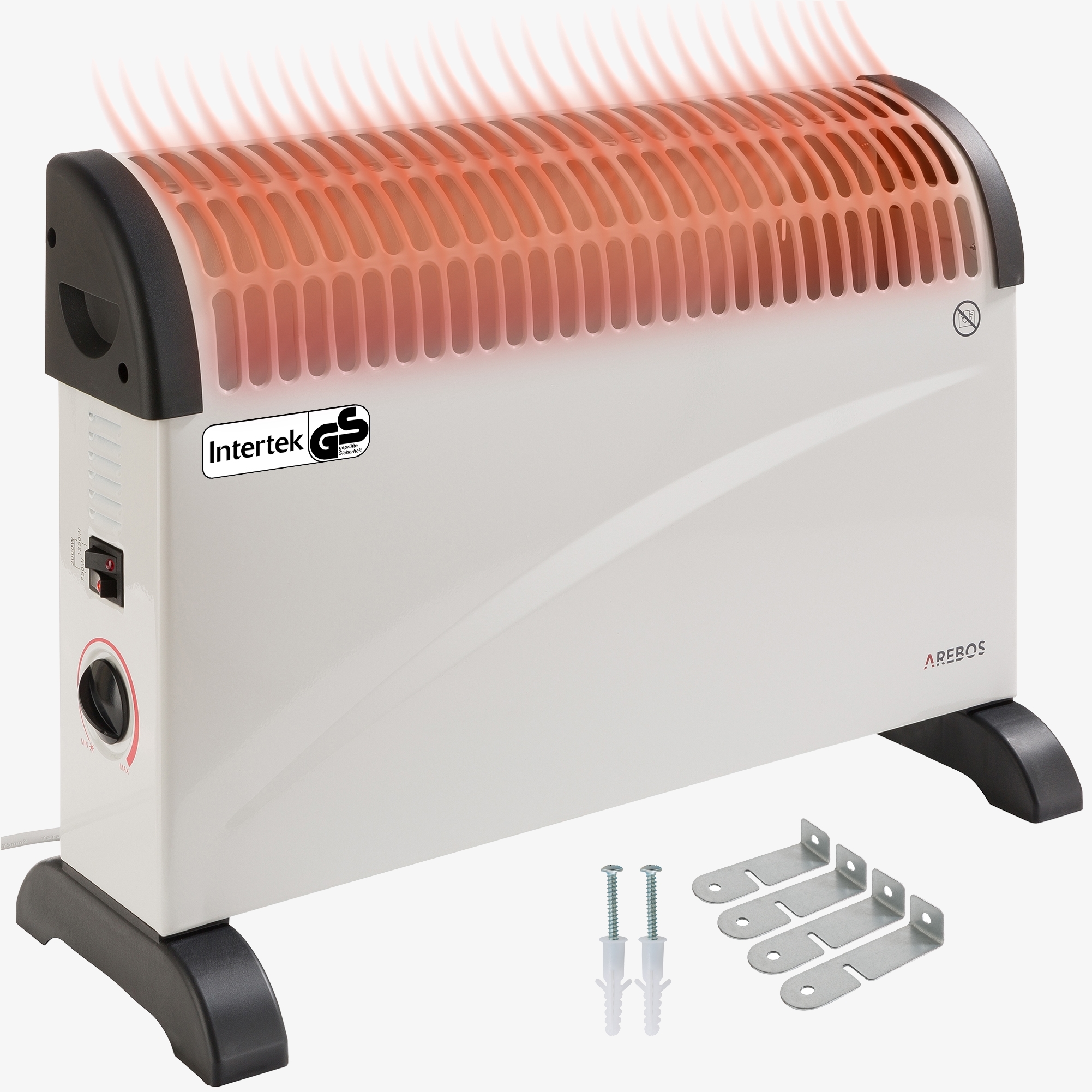 Arebos Riscaldatore elettrico 2000W senza timer e turbo