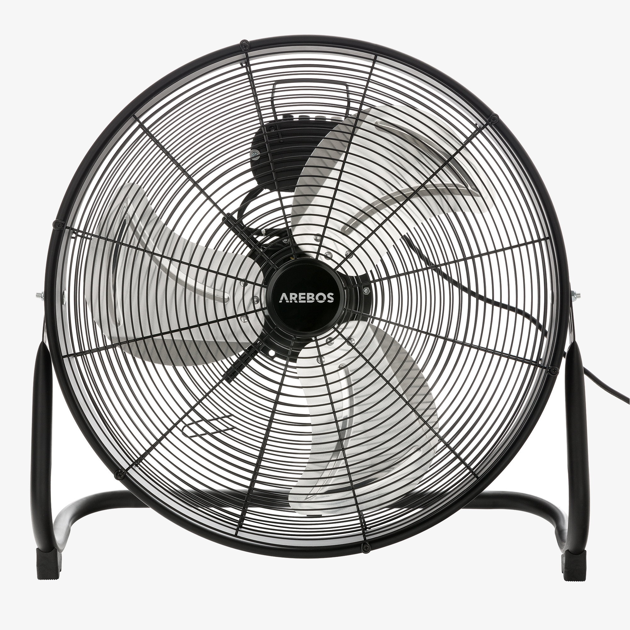 Arebos Ventilateur de sol | 50cm | 120W | 20 pouces | 3 niveaux de vitesse | angle d'inclinaison réglable | Noir