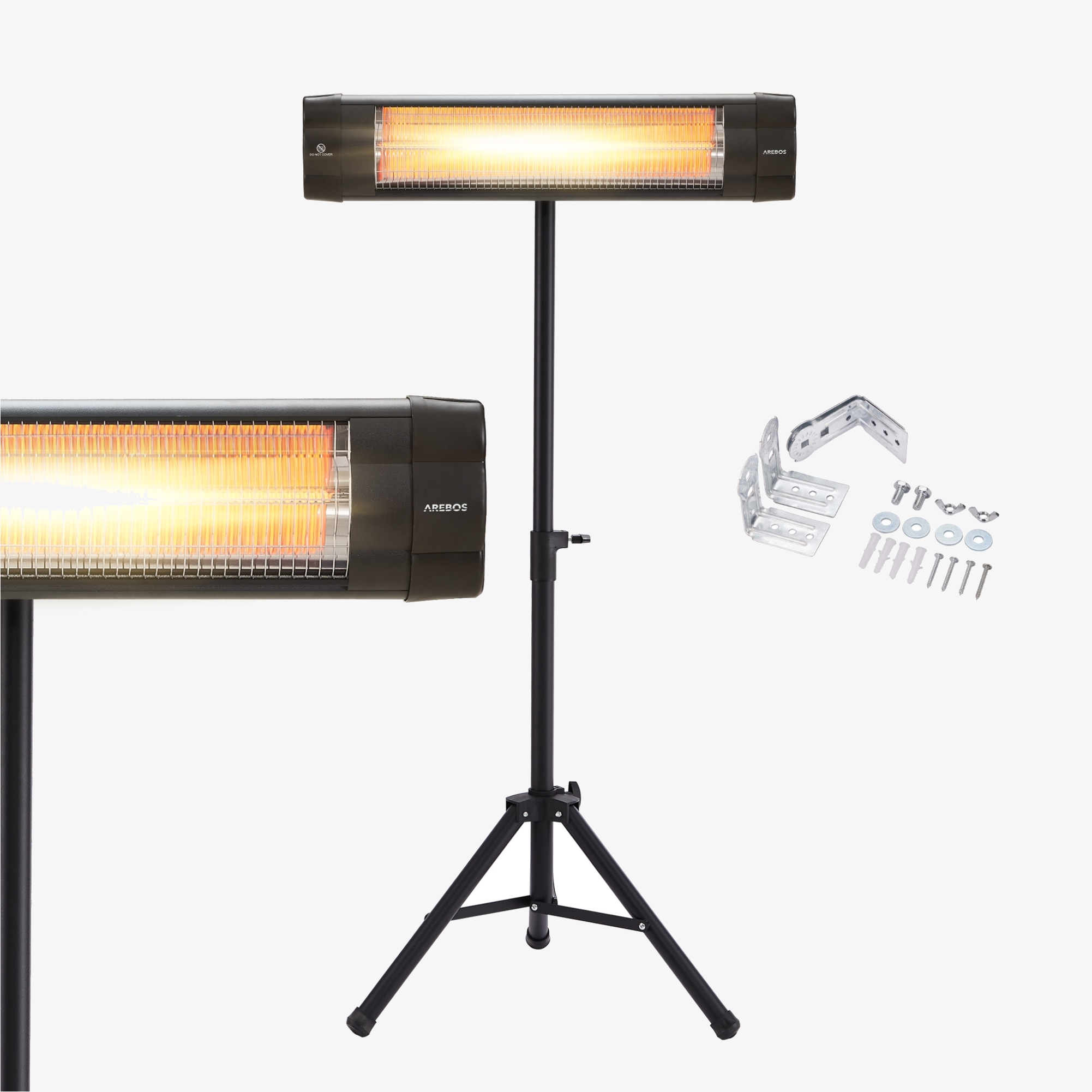 Arebos Riscaldatore radiante a infrarossi 2500W - con supporto e per montaggio a parete incluso materiale di montaggio