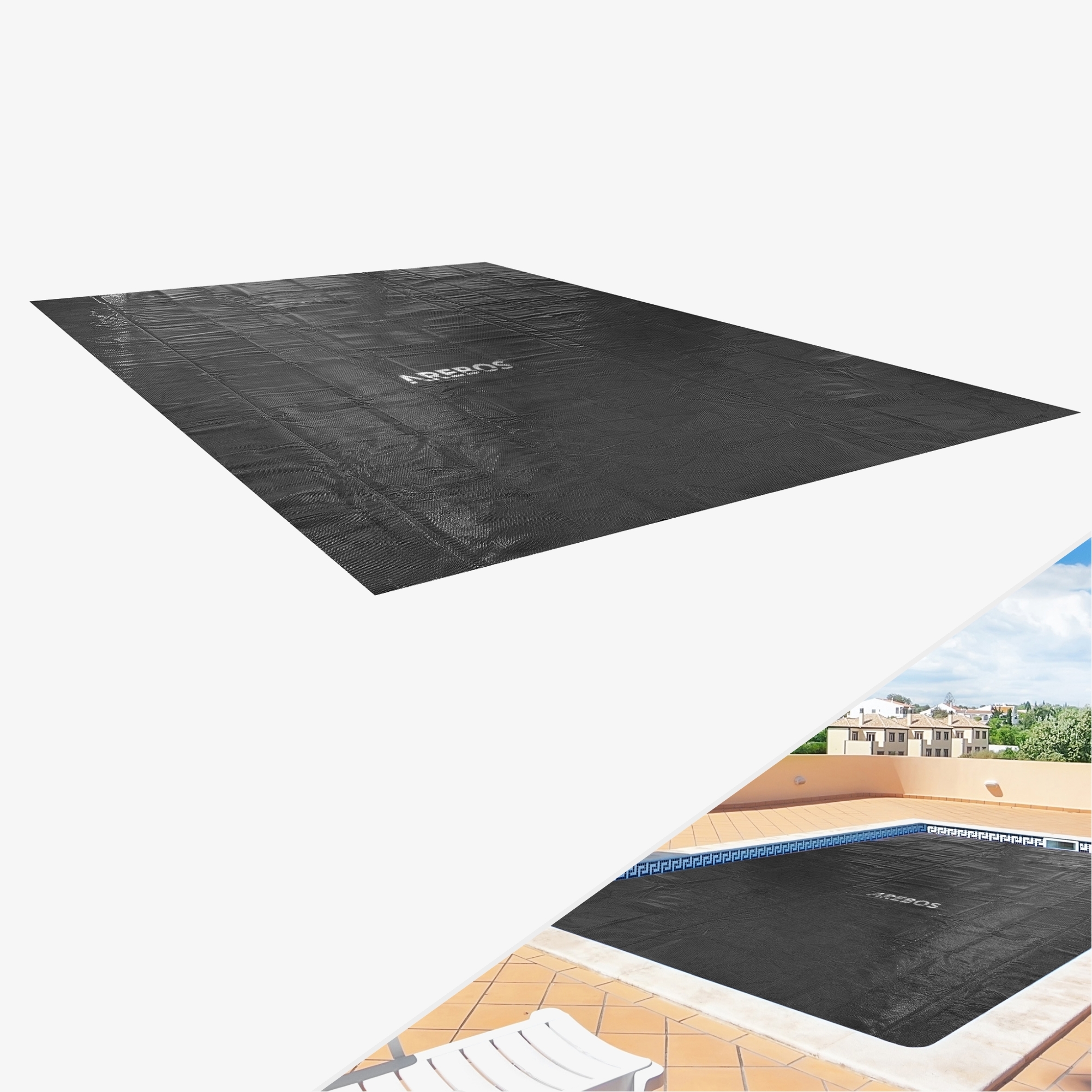 Arebos Pool bâche/couverture solaire - Bâche solaire rectangulaire 2,6m x 1,6m ,épaisseur 120μm,découpable