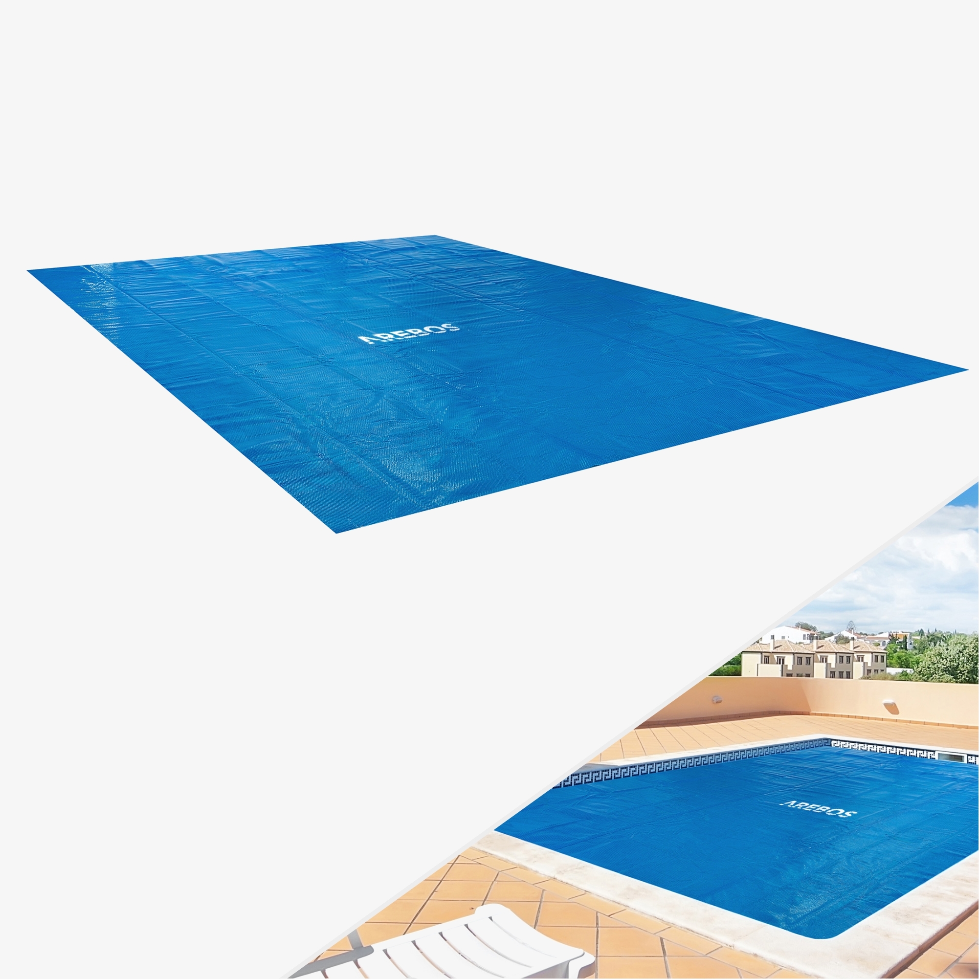 Arebos Pool bâche/couverture solaire - Bâche solaire rectangulaire 3x2 m ,épaisseur 120μm,découpable