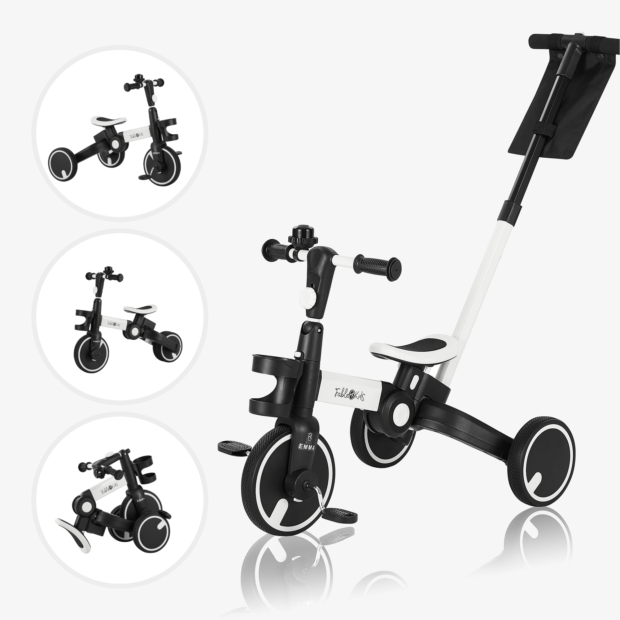 FableKids 7-IN-1 triciclo multifunzionale Inclusi numerosi accessori Sistema pieghevole