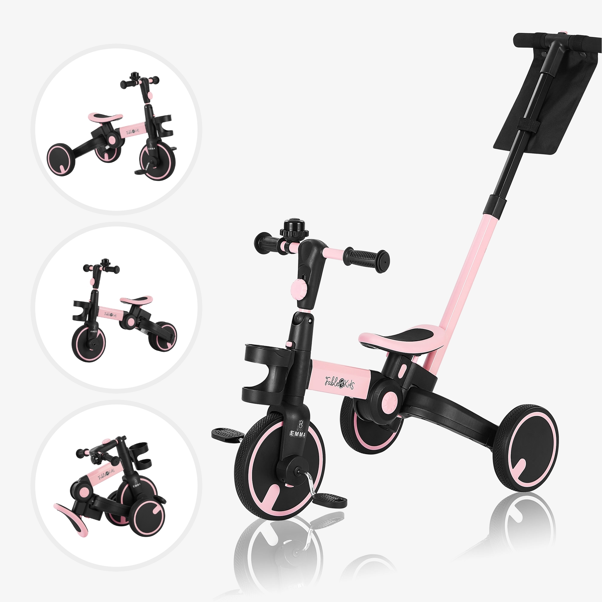 FableKids 7-IN-1 triciclo multifunzionale Inclusi numerosi accessori Sistema pieghevole