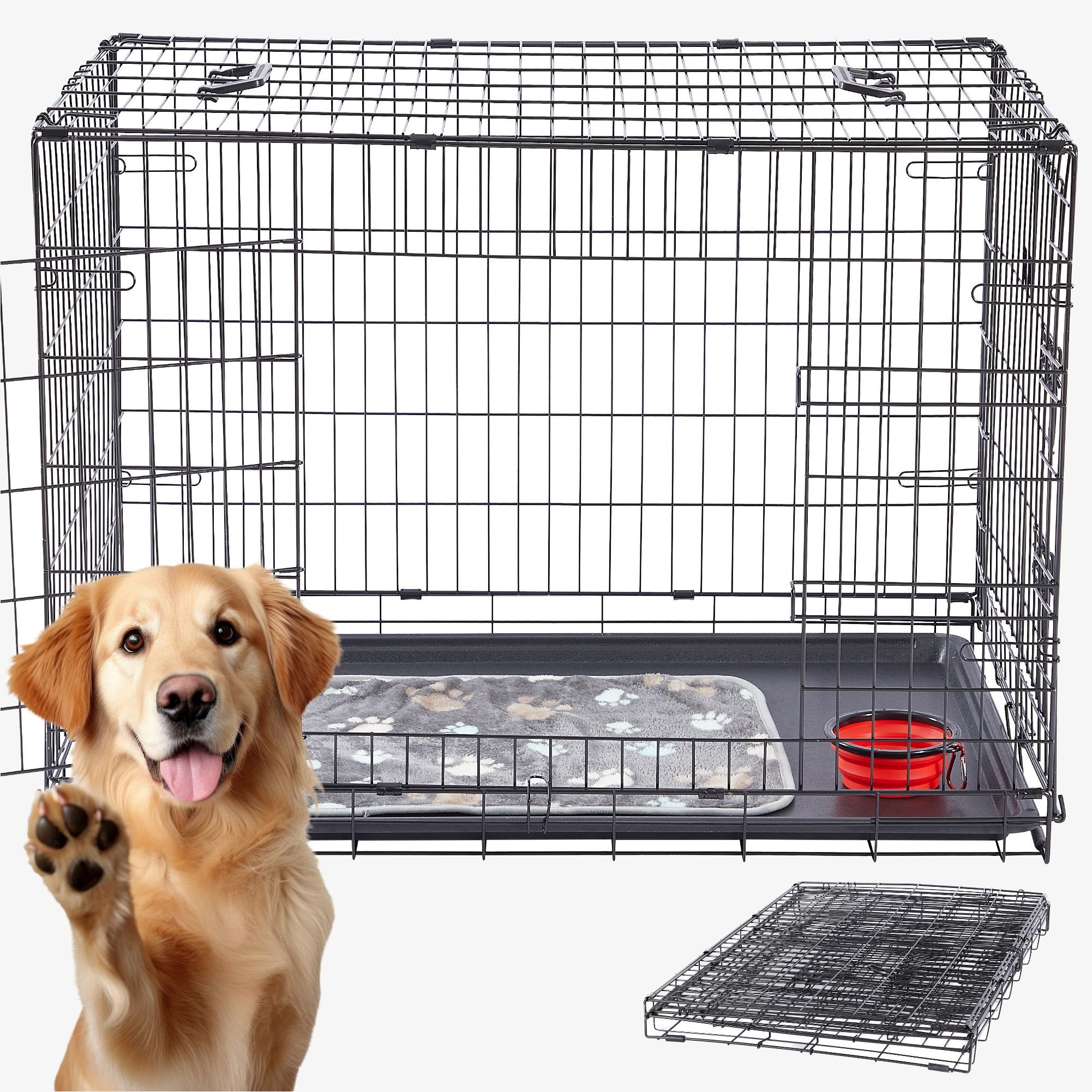 Arebos Gabbia per cani M Puppy box Box pieghevole per il trasporto di cani Incl. coperta accogliente e ciotola per bere