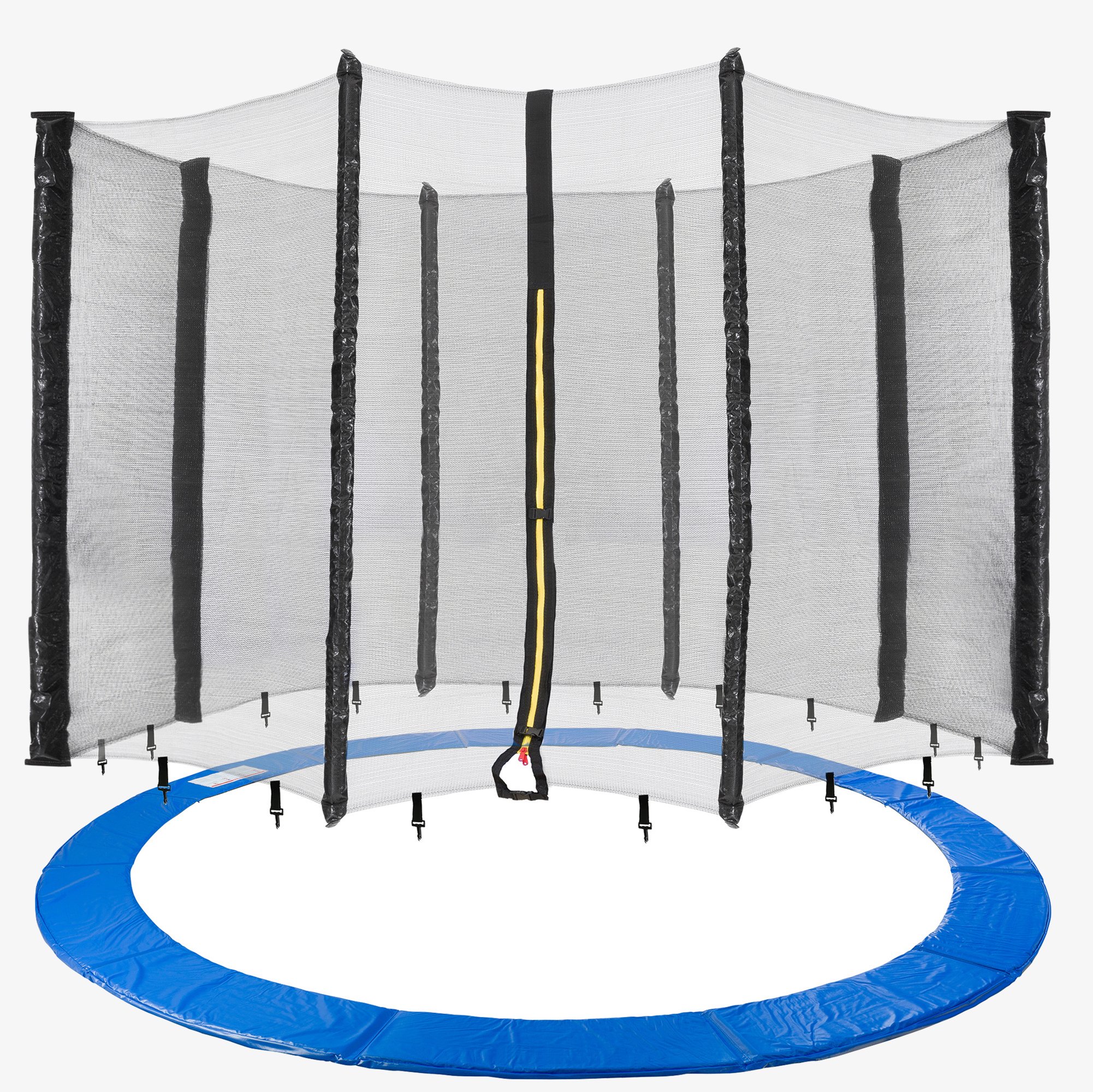 Arebos Set couverture de bord bleu & filet pour 12 barres & trampoline Ø 460cm -résistant aux intempéries