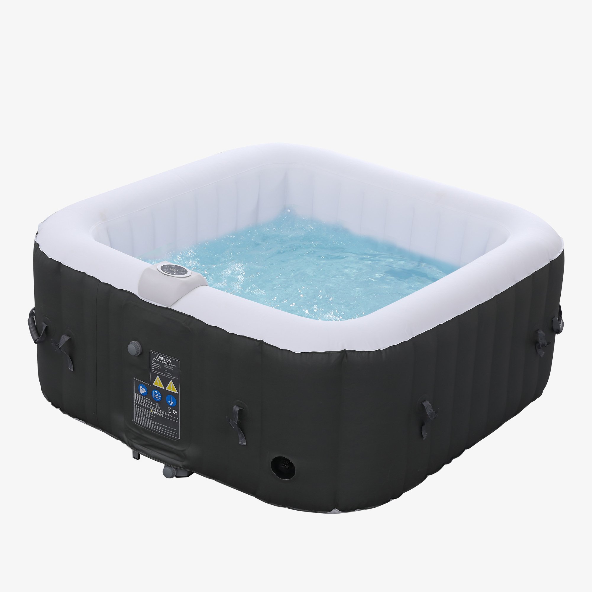 Arebos Whirlpool Florence Bubble Spa aufblasbar,In- & Outdoor,154x154cm,für 4 Personen