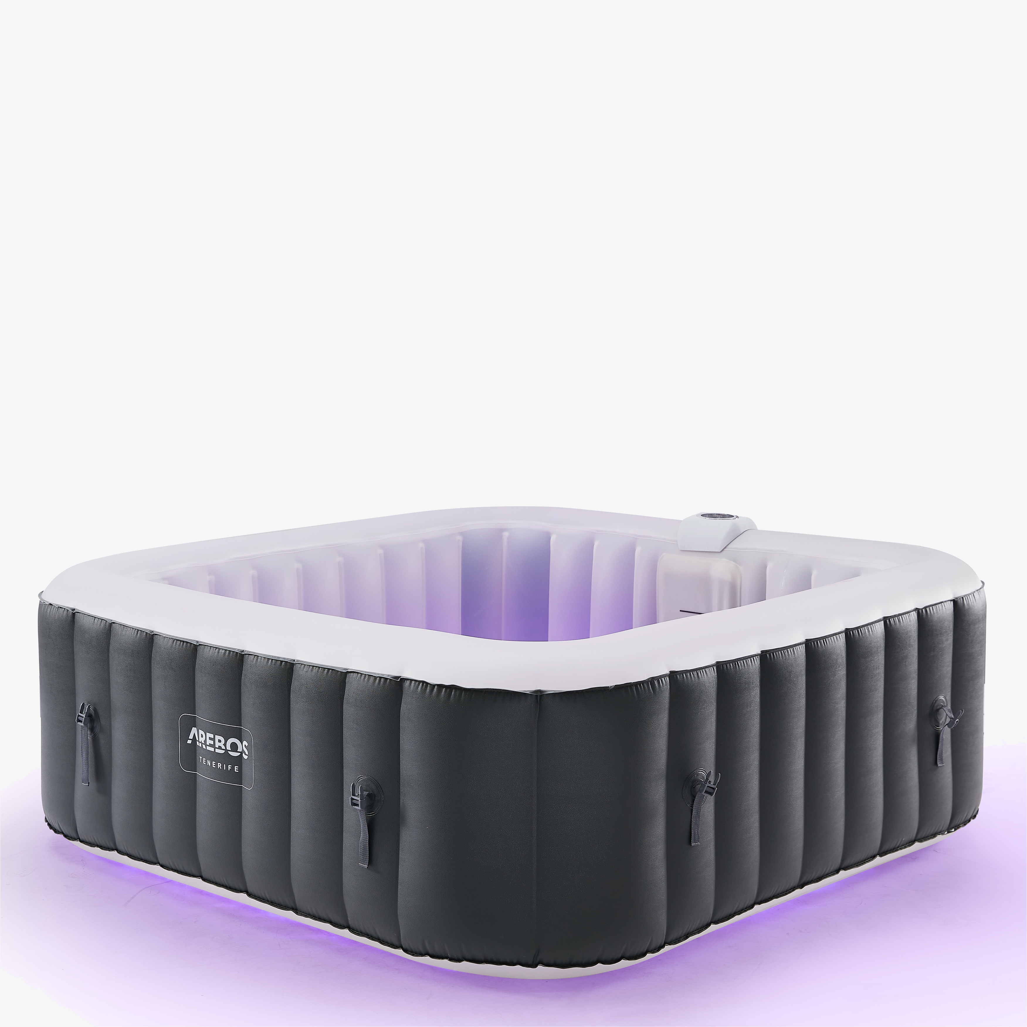 Arebos Whirlpool Tenerife LED Spa gonfiabile, interna ed esterna, 185x185cm, spa per 6 persone