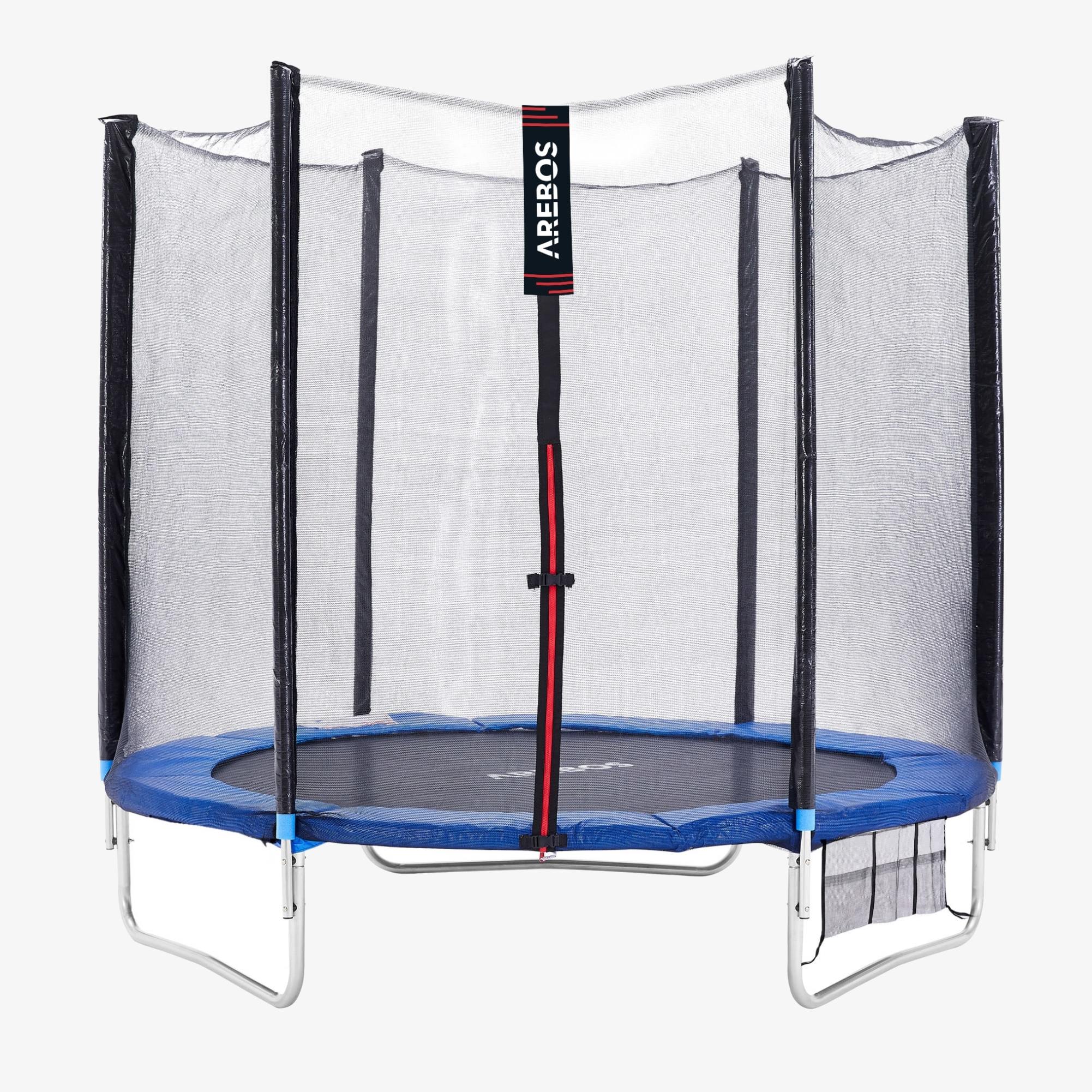 Arebos Trampoline de Jardin Trampolines de Loisirs Ø244cm Kit Complet Filet de sécurité Bleu