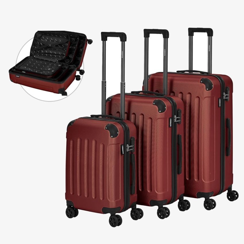 3 tlg. Reisekoffer Set Rot