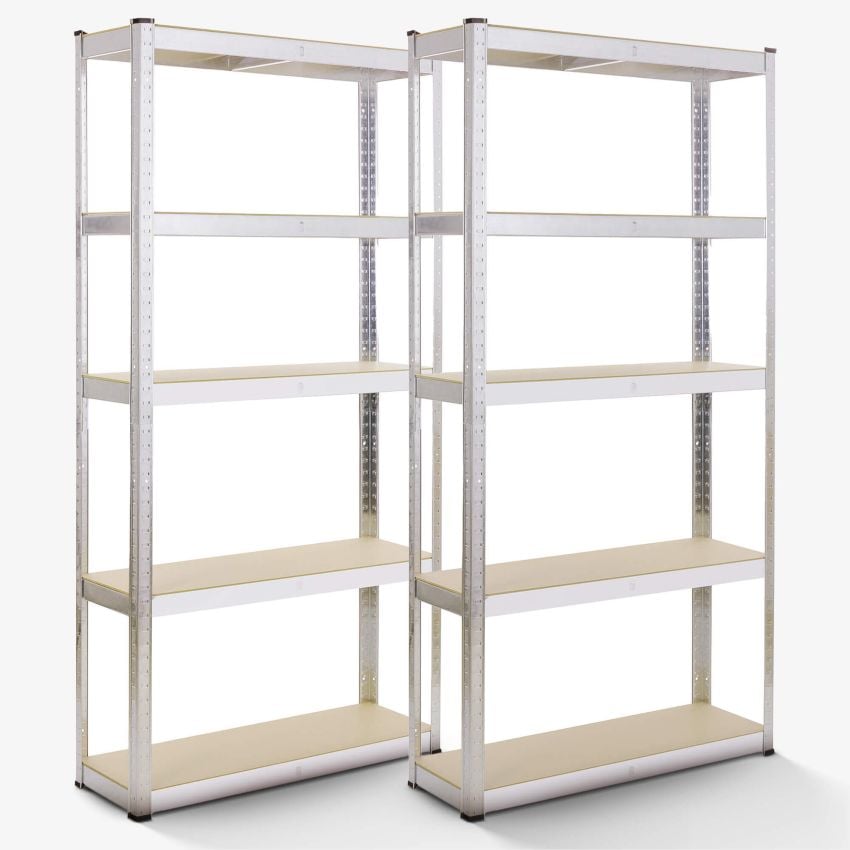 2x Schwerlastregal 180 x 90 x 40 cm 875 kg Silber