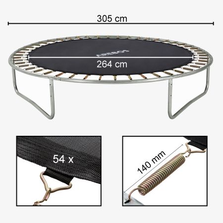 Arebos Sprungmatte für Trampolin mit Durchmesser 305 cm, 54 Ösen, Federlänge 140 mm, Durchmesser Sprungtuch 264 cm