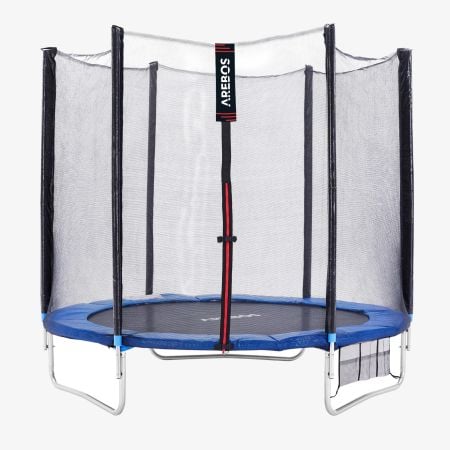 Trampolin 244 cm Durchmesser 8 Fuß, mit Sicherheitsnetz, Randabdeckung, Leiter, Schuhnetz
